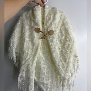 Mixit Kids Cream Knit Poncho